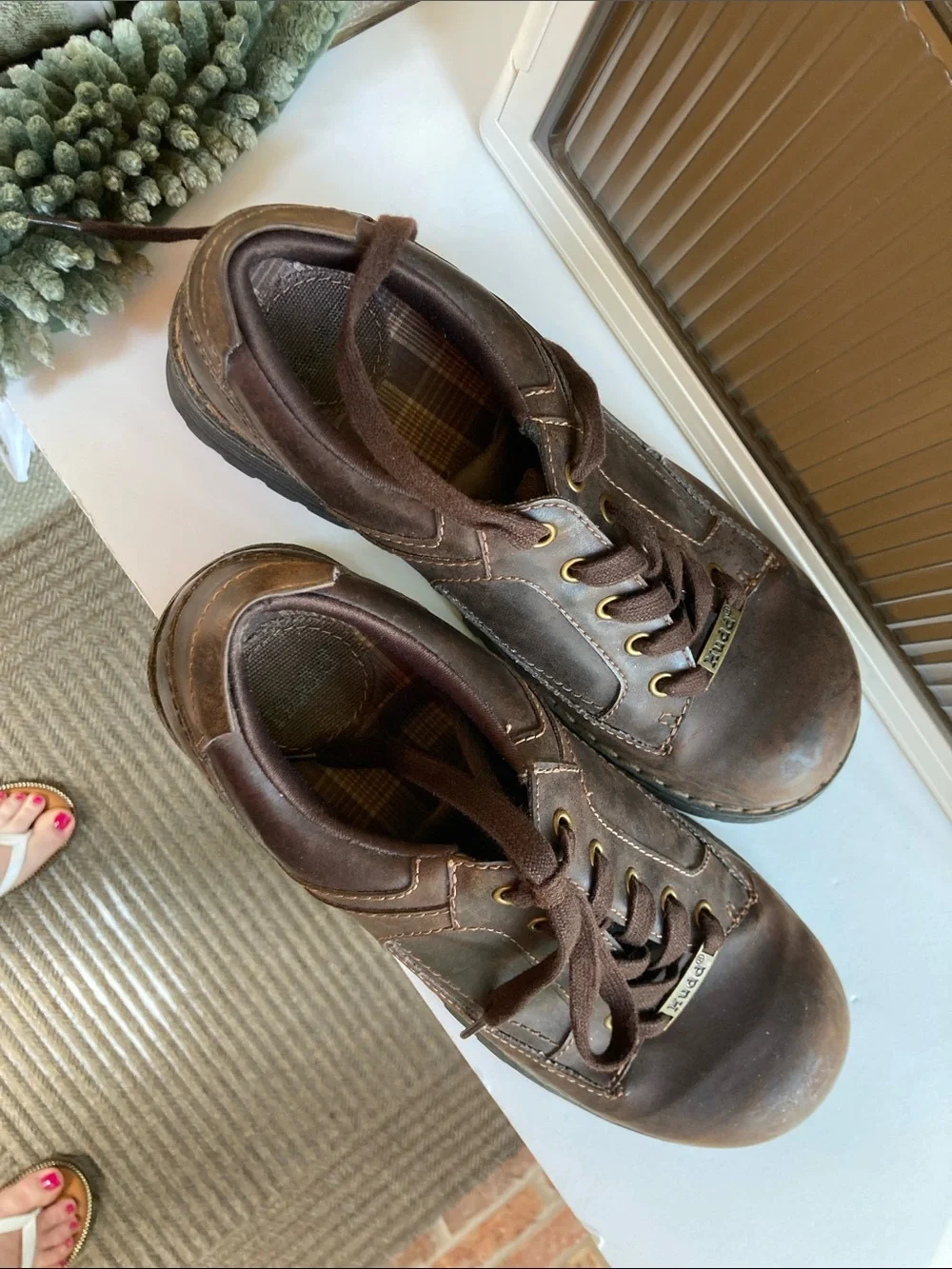 VINTAGE Mudd Nigel Y2K Brown Leather Chunky Lug Sole Platform Shoes Goth Size 8